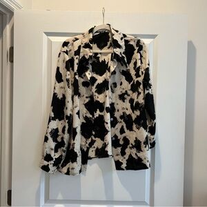 Adorable cow print silk blouse!